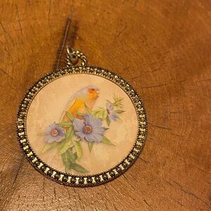 Gold and Cream Bird Pendant